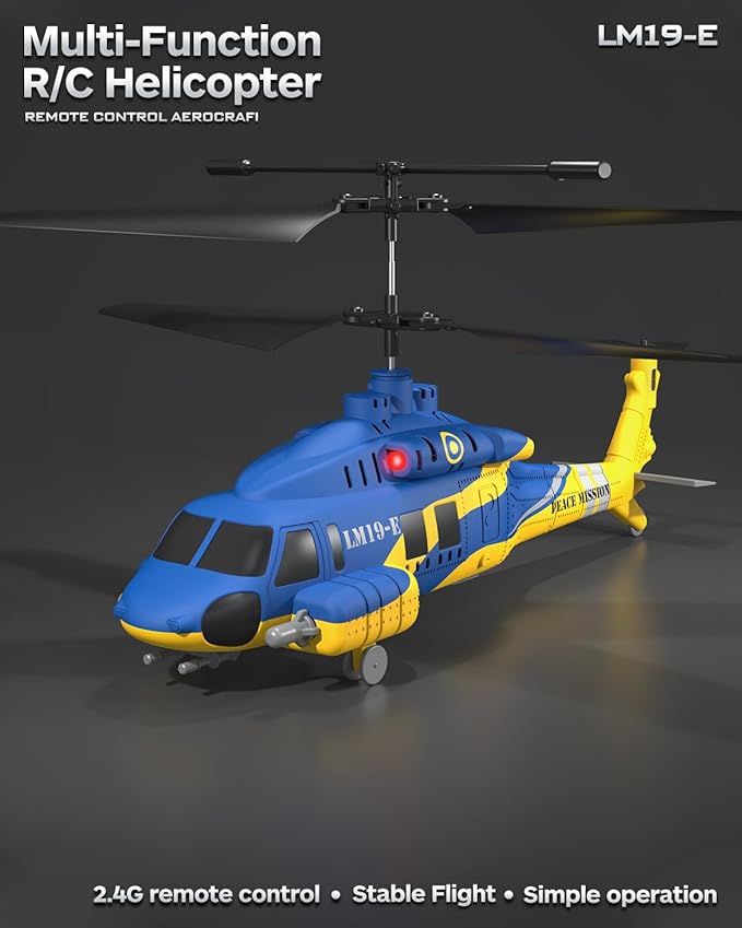 RC Helicopter with 10 Missiles 2.4GHz Army Remote Control Helicopter for Beginners and Adults Military Helicopter LED Lights Altitude Hold One-Key Take Off RC Toys (Blue)