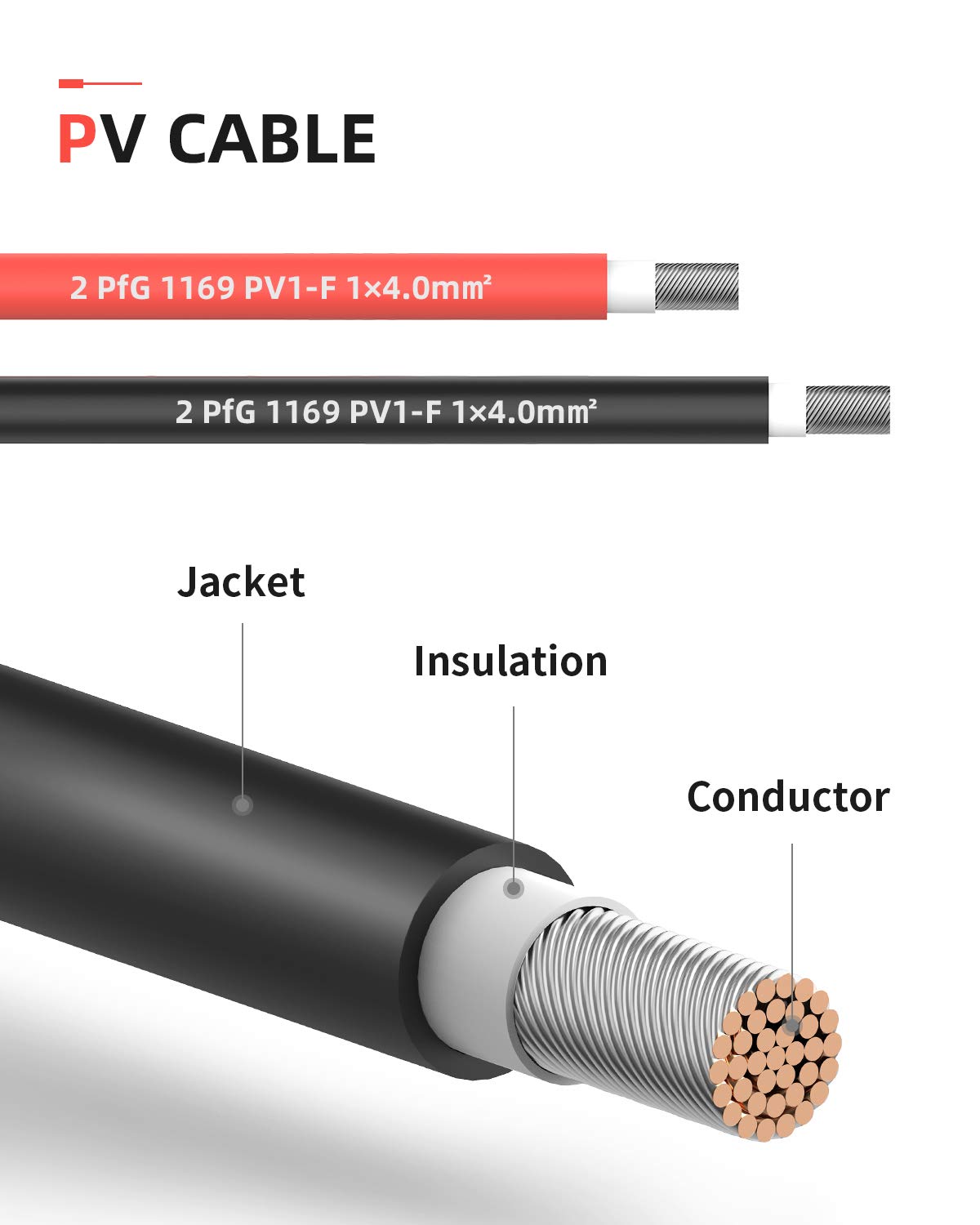 BougeRV 100Feet 10AWG Solar Extension Cable with Female and Male Connector with Extra Pair of Connectors Solar Panel Adaptor Kit Tool (100FT Red + 100FT Black)