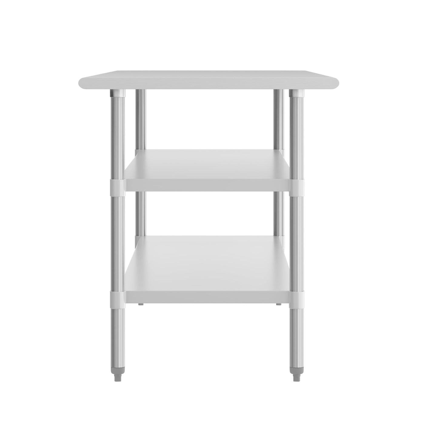 Flash Furniture Stainless Steel 18 Gauge Work Table with 2 Undershelves - 72" W x 30" D x 34.5" H, NSF