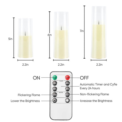 Homemory Ivory Flameless LED Candles with Remote Control & Timer, Battery Operated, Modern Design, Set of 7 for Home Decor, Wedding, or Events