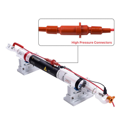 Cloudray 70W Laser Tube 1250mm Dia.55mm for CO2 Cutter Machine & Engraver, Cable Preconnected with Coating,60 Watt CO2 Laser Tube With Metal Head（CR70 60-80W)