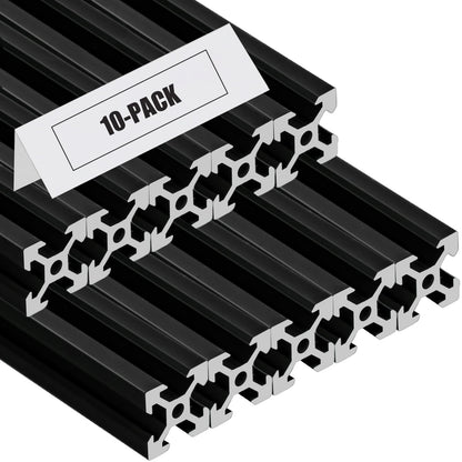 2020 V Aluminum Extrusion, 10PCS 2000mm European Standard Anodized Extruded Aluminum Profile Extrusion Linear Rail for 3D Printer and CNC Machine DIY Projects- Black