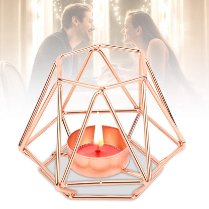 Geometric Tealight Candle Holders Gold, Metal Design Tea Light Votive Holders, Iron Hollow Candlestick for Art Decor
