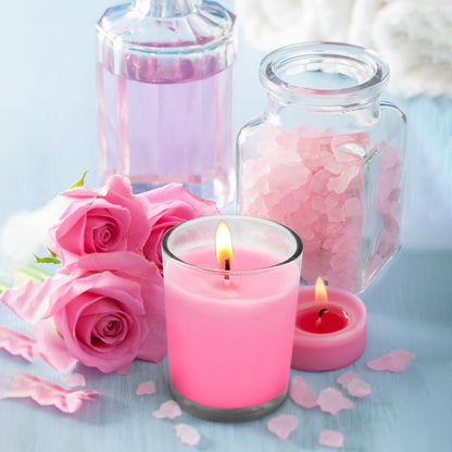 Set of 4 Pink Votive Candles, Clear Glass Filled Unscented Soy Wax Candle for Home Décor Weddings Spa Holidays Party and DIY