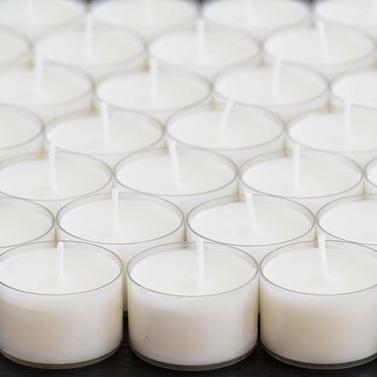 Stonebriar Bulk 96 Unscented Smokeless Long Burning Clear Cup Tea Light Candles with 8 Hour Extended Burn Time (Pack of 6, 576 Count Total)