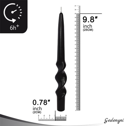 Black Spiral Taper Candles 10 Inch, 2pcs Twisted Candlesticks Dripless Unscented Long Dinner Candles for Wedding Easter Home Decor Romantic Table Setting Housewarming & Mother's Day