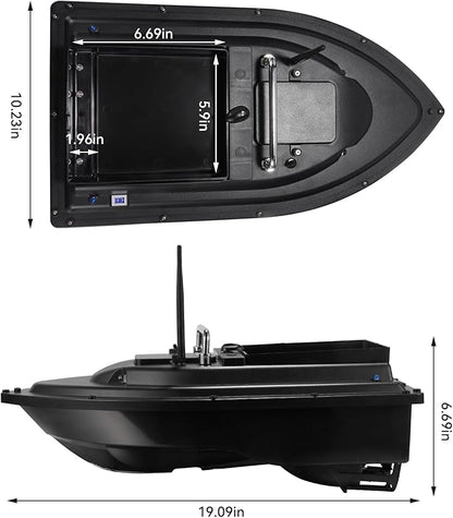 RC Fishing Bait Boat with 2 x 5200mAh Batteries &amp Carrying Bag 1640FT Remote Range 3.3LB Load Capacity Speed Cruise Night Lights – Remote Control Carp Bait Boat (Black)