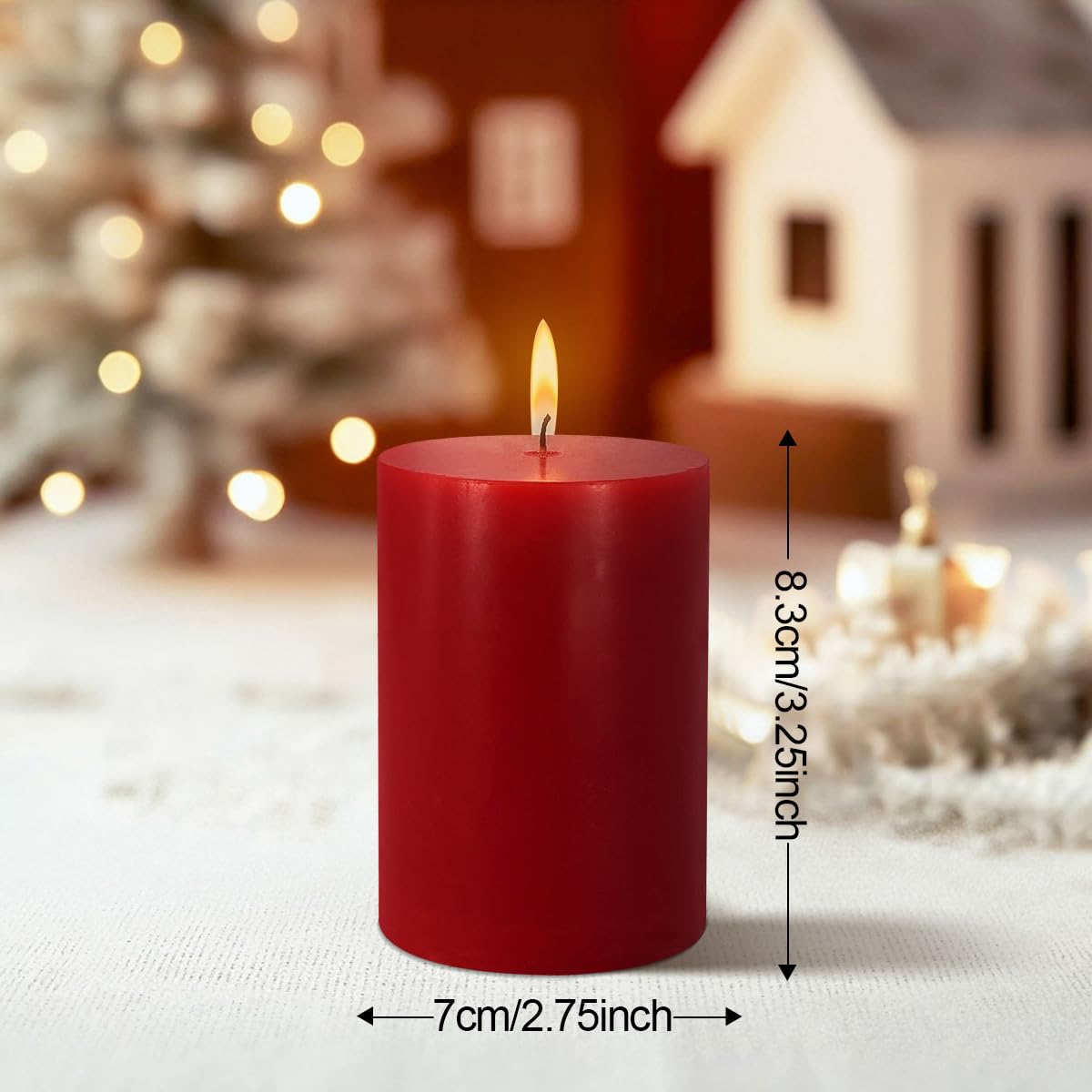 2.75x3.25 inch Red Pillar Candles Set of 6, Unscented Red Candles, Dripless Candles, Ideal as Wedding, Parties, Spas, Dinner, Home Decoration, Church