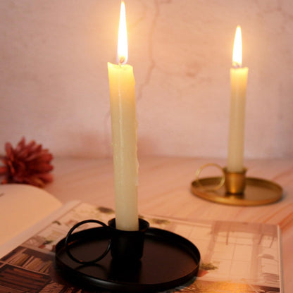 Iron Holder with Handle Elegant Metal Taper Candlestick for Wedding Christmas Table Centerpieces Stand Holder with Handle