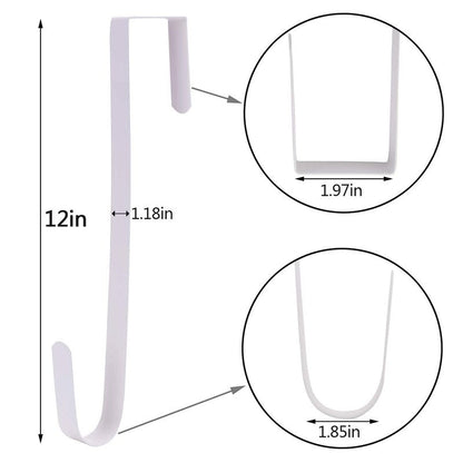 Sattiyrch 12" Wreath Hanger for Front Door,Steel Over The Door Hanger Hook,Wreath Door Hanger (White,4)