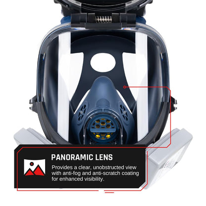 WF-100 Full-Face Welding Respirator – 2 x 4.25" Shade 9 Lens for Welding, Dual P3 Cartridges, Flip-Up Helmet, Compatible with 3M & Honeywell