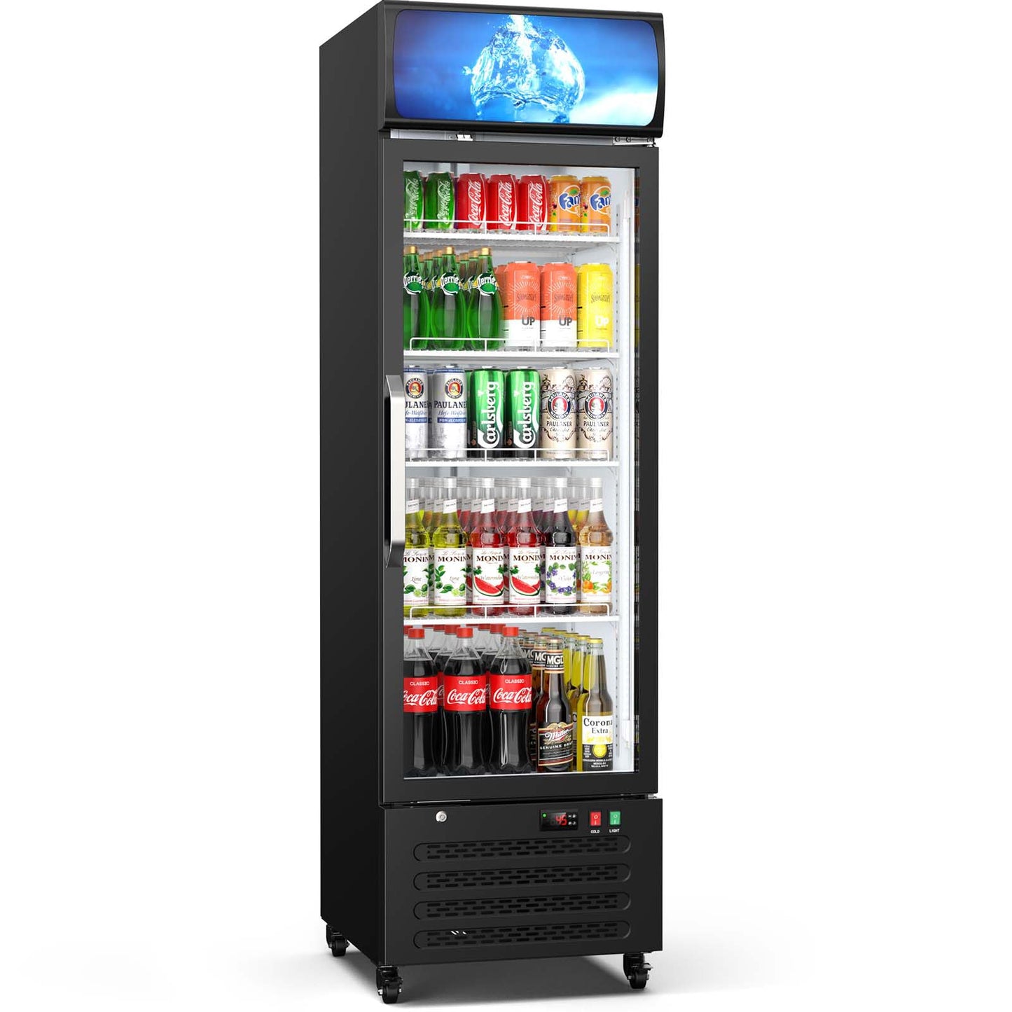 ETL & DOE Certified Commercial Beverage Refrigerator 14.8 Cu Ft, Commercial Display Fridge with Glass Door, Upright Merchandiser Refrigerator Cooler with Front LED Light for Stores, Restaurant, Office