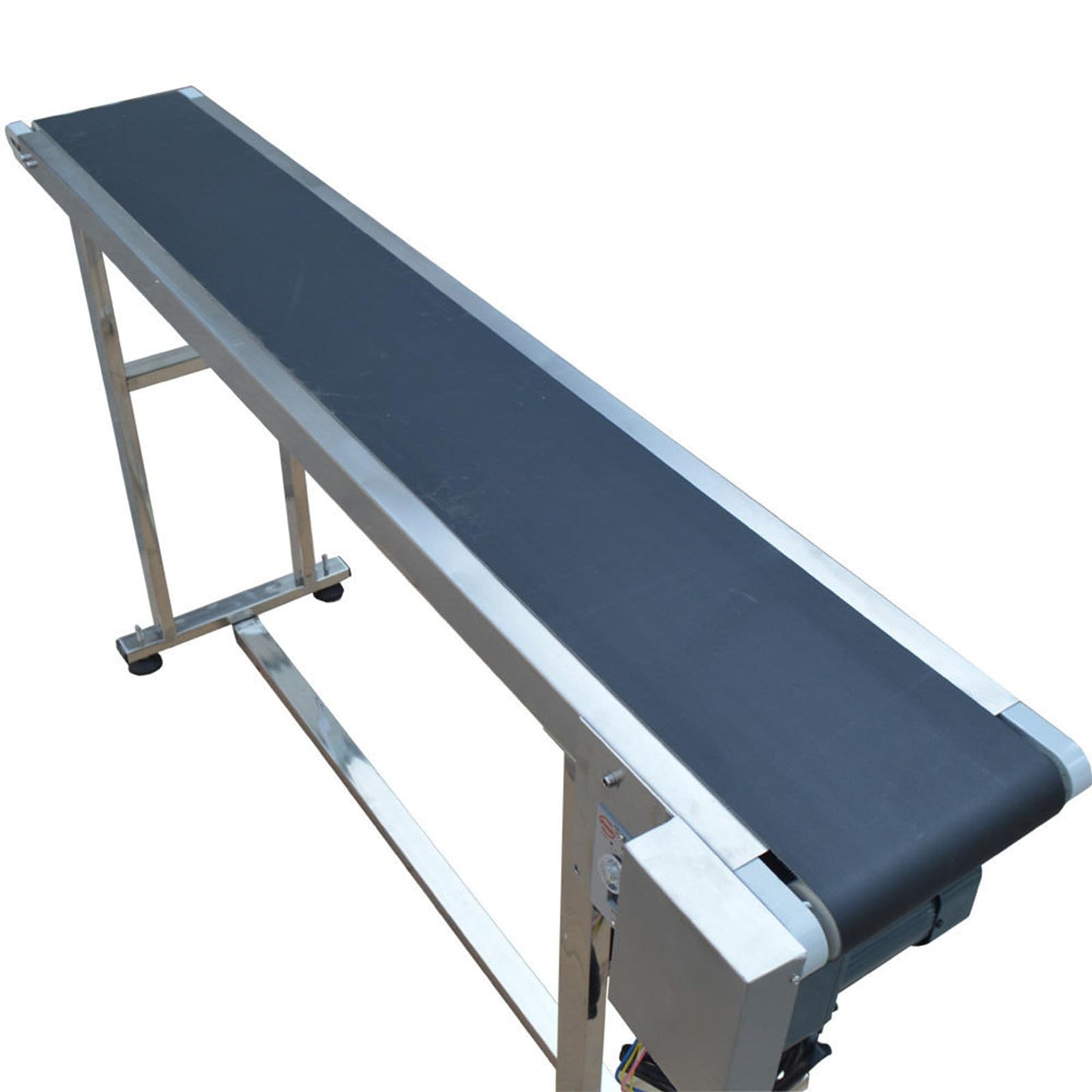 Yokoma Power Slider Bed PVC Belted Conveyor 59inch*7.8inch Stainless Steel Flat Conveyor Belt Systems Adjustable Speed 60W 110V Black