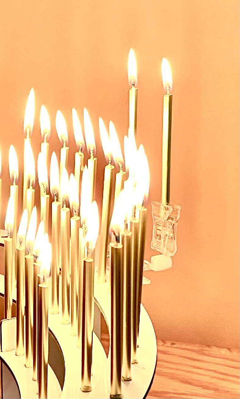 Celebration Stadium Tall Gold Birthday Candles for Cake and Table Decorations, Perfect for Milestone Special Day, Elegant Gold Birthday Candles, Ideal for Celebrations, 100 Pieces, 3.25 Inches