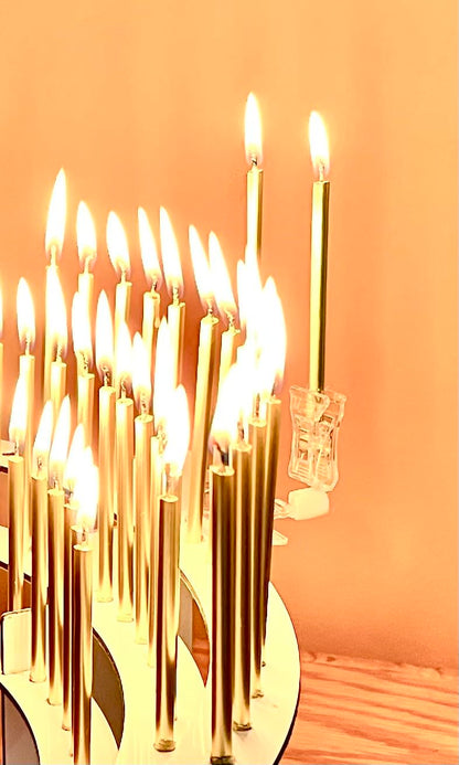 Celebration Stadium Tall Gold Birthday Candles for Cake and Table Decorations, Perfect for Milestone Special Day, Elegant Gold Birthday Candles, Ideal for Celebrations, 100 Pieces, 3.25 Inches