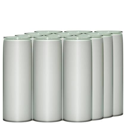Bulk 12 Pack 7 Day Soy Wax Prayer Candles in Glass – Natural Clean Burning, Unscented Devotional Catholic Candle for Church, Vigil & Memorial (White)