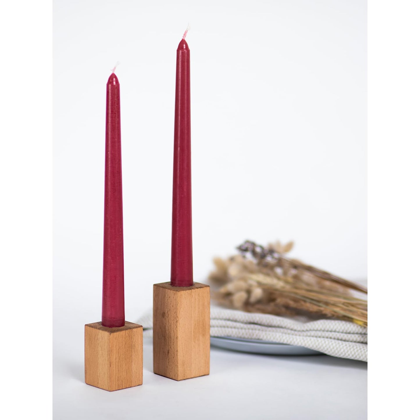 CANDWAX Bordeaux 8 inch Taper Candles Set of 4 - Unscented Smokeless Dripless Tall Candlesticks - Ideal for Party, Wedding or as a Romantic Dinner Table Centerpiece - Tapered Candle Sticks