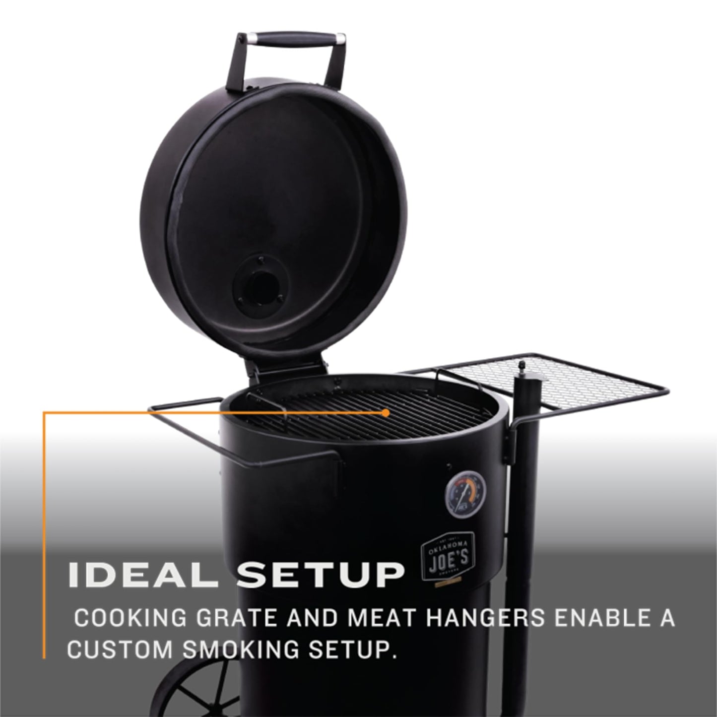 Char-Broil Oklahoma Joes Bronco Barrel Drum Smoker with Porcelain Coated Steel, Air Intake Channel, and 630 Square Inches Cooking Surface, Black