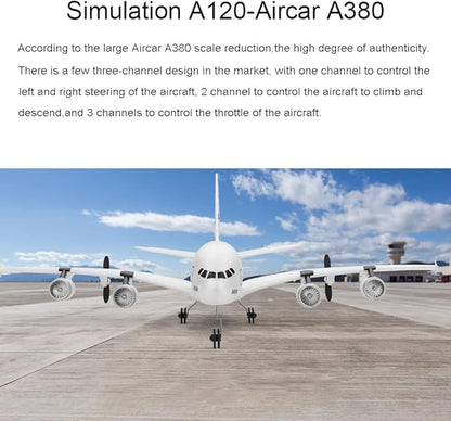 RC Airplane A120-Aircar A380 Model Plane 3CH 2.4Ghz Remote Control Airplane for Beginners and Adults EPP Fixed Wing RTF RC Airliner with 2 Batteries Christmas Birthday Gifts (Regular Version)