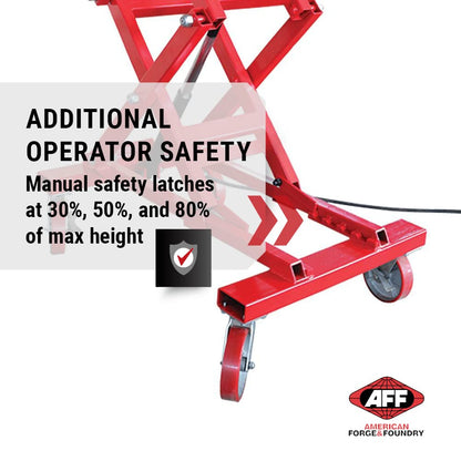 AFF Powertrain Lift Table - Air Assist Work Table with Scissor Lift Design - for Transmissions, Fuel Tanks, Engines, Transaxles, Large Electric Vehicle Batteries - 2,500 lbs Capacity