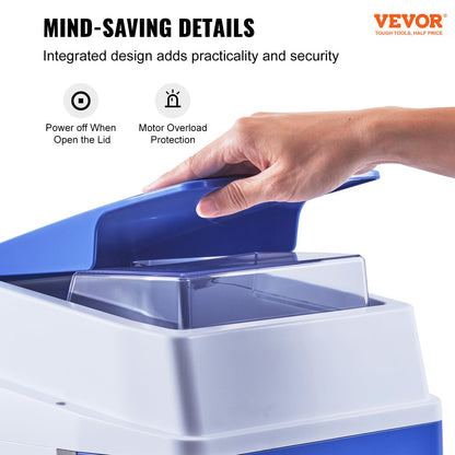 VEVOR Commercial Ice Shaver Crusher, 265lbs Per Hour Electric Snow Cone Maker with 4.4lbs Ice Box, 650W Tabletop Shaved Ice Machine for Parties Events Snack Bar, Home and Commercial Use