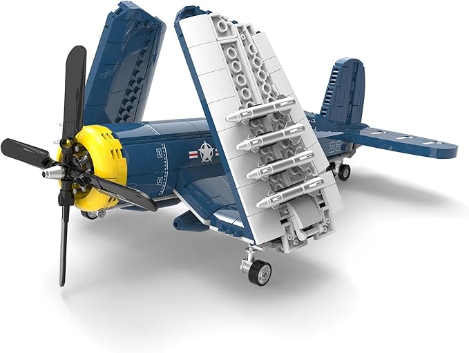 F4U Corsair Fighter Aircraft Building Block Sets - WW2 Military Airplane Building Bricks Toys Navy &amp Marine Corps Warbird Plane Model Kits Birthday Gifts for Boys