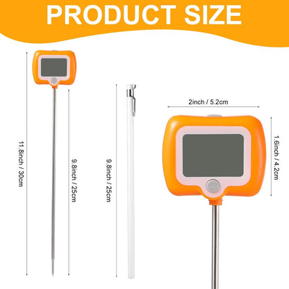 2 Pcs Digital Candy Thermometer with Pot Clip, Waterproof Instant Read Thermometer for Cooking Baking Frying, Deep Fryer Thermometer for Oil Sugar Turkey Candle Making, Long Probe Rotatable Display