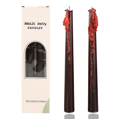 4 Pcs10inch Black Bleeding Taper Candle Vampire Tears Candles Unscented Tall Bleeding Candles, Gothic holderor Halloween Party Gothic and Themed Party Decor(2, 10 inch)