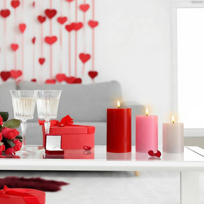 Grinsvalley 3 Pcs Mother's Day Flameless Candles Battery Operated Wax LED Flickering Flameless Pillar Candles with Remote for Home Table Dating Wedding Party Decor