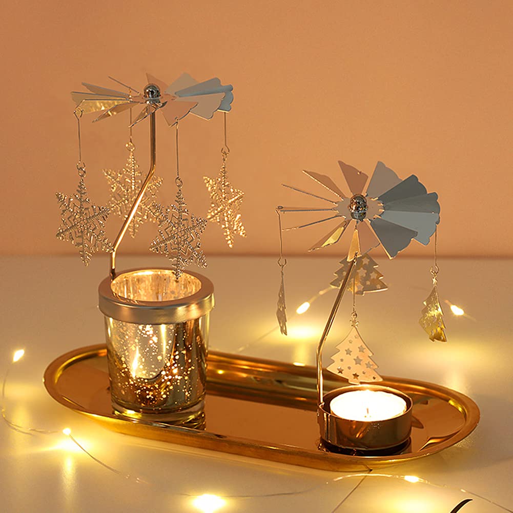 Candle Holders，Rotating Candlestick，Gold Starlight Glass Candle Holder,Restaurant Wedding Christmas Valentine's Day Thanksgiving Wedding Anniversary Birthday Party Table Decoration(Birthday Cake)