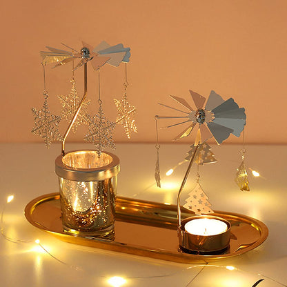Candle Holders，Rotating Candlestick，Gold Starlight Glass Candle Holder,Restaurant Wedding Christmas Valentine's Day Thanksgiving Wedding Anniversary Birthday Party Table Decoration(Birthday Cake)