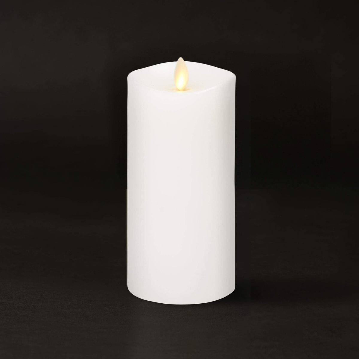 Luminara Flameless Slim Pillar Candle, Flickering Real Flame Effect, Melted Edge, Smooth Wax, Unscented, White, Real Wax, LED Battery Operated