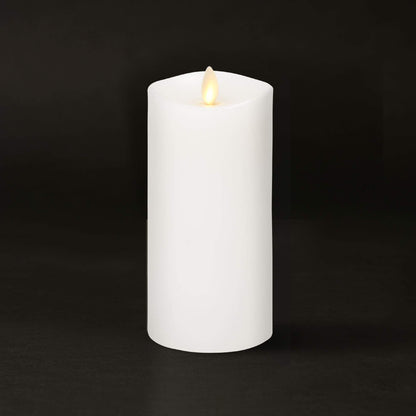 Luminara Flameless Slim Pillar Candle, Flickering Real Flame Effect, Melted Edge, Smooth Wax, Unscented, White, Real Wax, LED Battery Operated