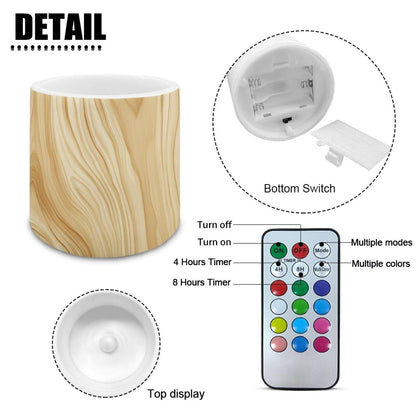 Cozeyat Pine Wood LED Candles Set of 4 Battery Powered Flameless with Remote Timer Dancing Flame Waterproof for Garden Beach Table Decoration