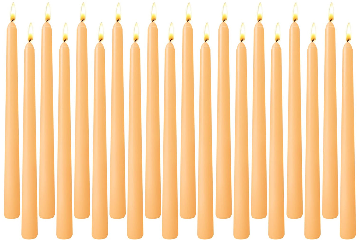 20-Pack Light Orange Taper Candles Unscented, 10 Inch Tall Dinner Table Candlesticks for Halloween Fall Wedding Centerpieces, Bulk Tapered Candles Smokeless Dripless, Decorative Candle for Home Decor