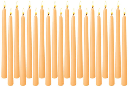 20-Pack Light Orange Taper Candles Unscented, 10 Inch Tall Dinner Table Candlesticks for Halloween Fall Wedding Centerpieces, Bulk Tapered Candles Smokeless Dripless, Decorative Candle for Home Decor