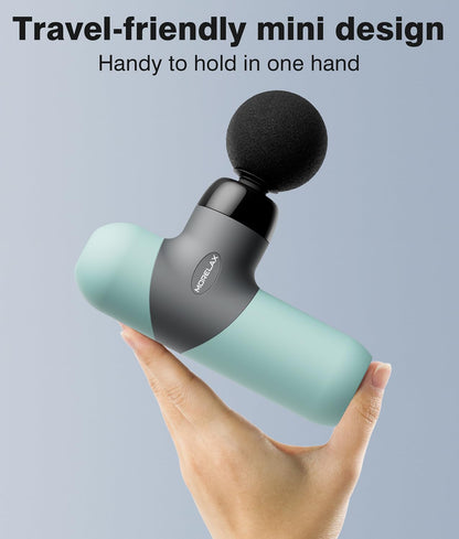 Mini Massage Gun, Percussion Muscle Massager for Back Pain Relief, Compact Sports Travel Massage Gun with 6 Massage Heads 4 Speeds, Gift for Her, Home, Athletes