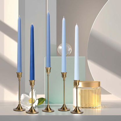 10 inch Dark Blue Gradient Taper Candles,Set of 4 Tapered Candle, Tall Candlesticks,Conical Stick Candles,Smokeless,for Home Dinner, Party, Wedding, Halloween, Christmas (Blue Series, 10inch)