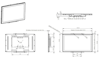RIUIIN 21.5 Inch 10 Points Touch Front IK09/IP65, Open Frame Touch Monitor,Multi-Touch Industrial Display,920x1080,VESA+Panel Mount, for Kiosk, Automation, POS，Vending, 7x24h Work