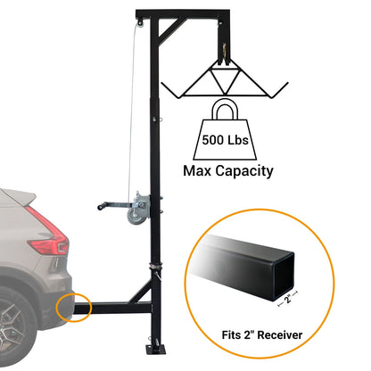 Highwild Truck Hitch Game Hoist & Gambrel - 500lbs with 360 Degree Swivel - Complete Hoist Kit (Included Winch/Gambrel)