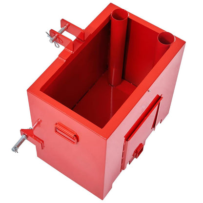 Tractor Ballast Box, 800LB, 5 cu.ft 3 Point Hitch Loader Attachment w/ 2" Quick Hitch Receiver, Sliding Door, Steel Weight Box Fits Category 0/1 Tractors, Skid Steers, Heavy-Duty, Red