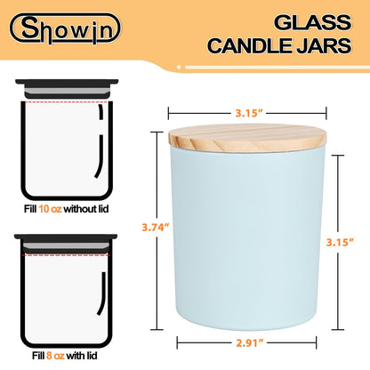 SHOWIN 10 OZ Thick Candle Jars for Making Candles 15 Pcs, Empty Jars with Wood Lids for Candle Making, Sample Container, Colourful