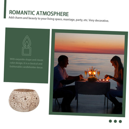 PRETYZOOM Hollow-Out Decorative Coconut Shell Candle Holder Stylish Candlestick for Home Decor Wedding Party Use