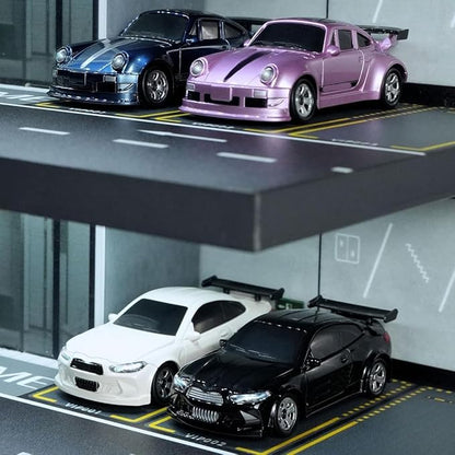 Mini Desktop RC Drift Car 1:64 Scale 4WD High-Speed 2.4Ghz Remote Control Racing Sports Car with LED Lights for Adults Hobbyists