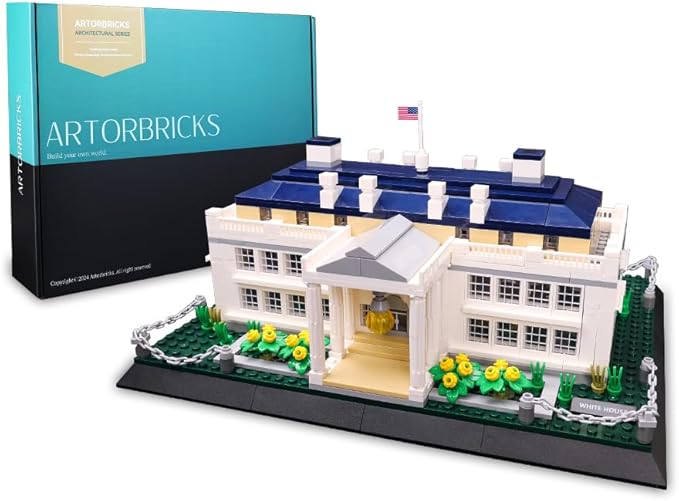 White House Architecture Building Blocks Set 894 Pieces Miniature Model Kit for Adults Washington DC Landmark Collection Intricate Home Office Desk Decor Creative Gift for Hobbyists