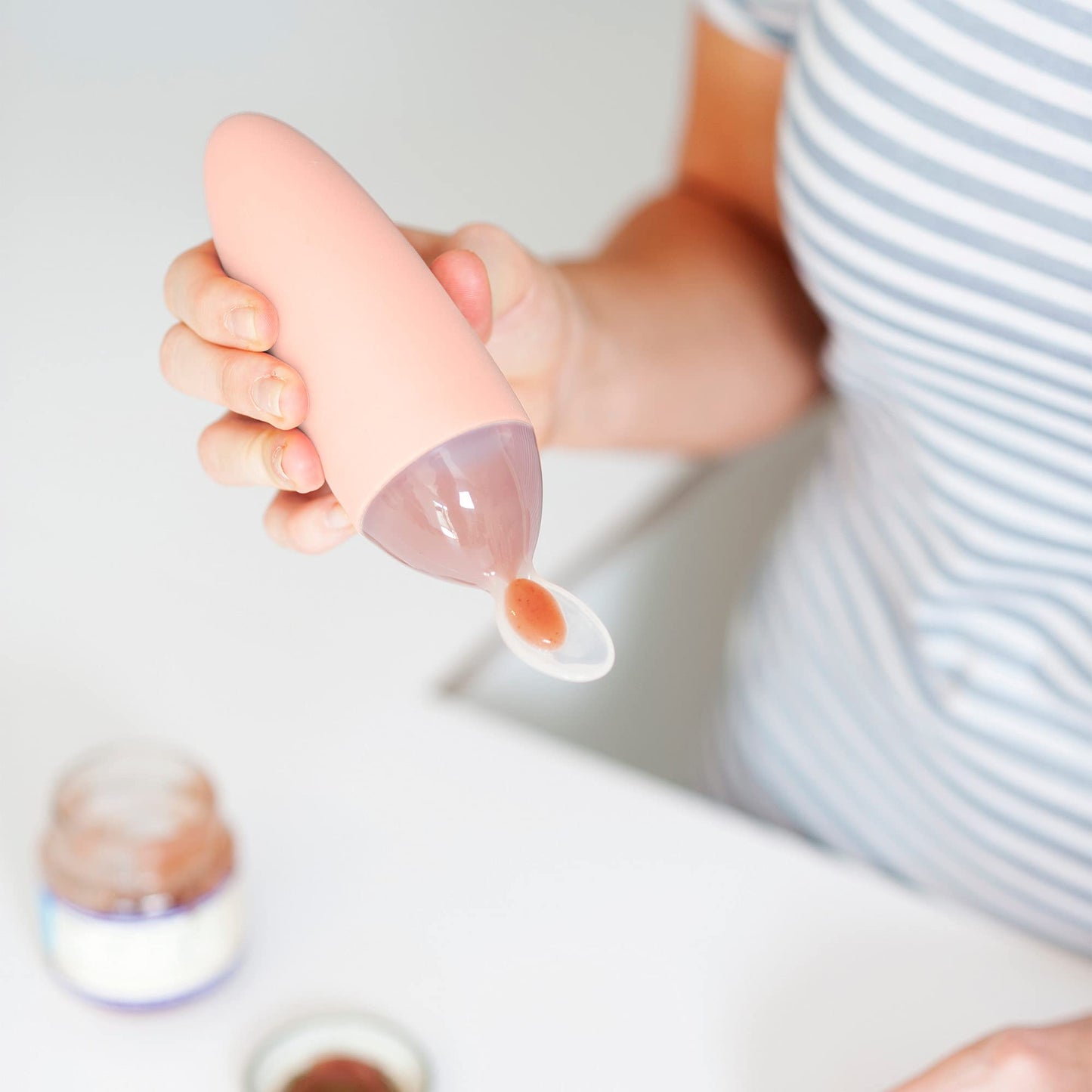 Boon SQUIRT Silicone Baby Food Dispensing Spoon, Pink