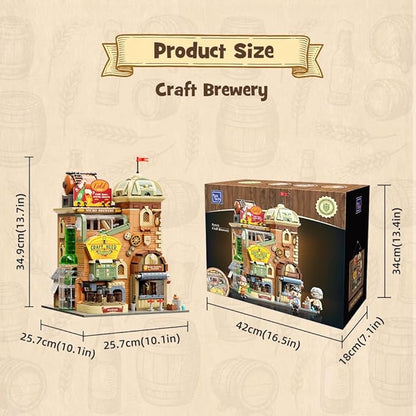 PANTASY Craft Beer Brewery Building Set for Adults – Vintage Microbrewery Factory Model with Modular Architecture Dynamic Mechanisms Self-Developed Minifigures &amp Display-Ready Design