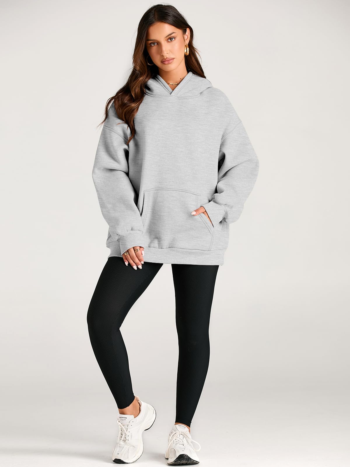 EFAN Womens Hoodies Oversized Sweatshirts Pullover Fleece Sweaters Long Sleeve Winter Fall Outfits Fashion Y2k Clothes Grey M