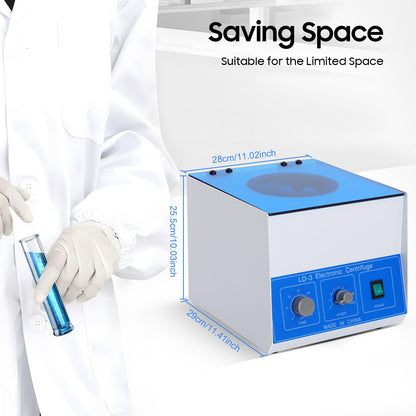 Wanlecy Electric Lab Benchtop Centrifuge, LD-3 Low-Speed 4000rpm Centrifuge Machine 6 Tubes x 50ml, with Timer 0-60min and Speed Control