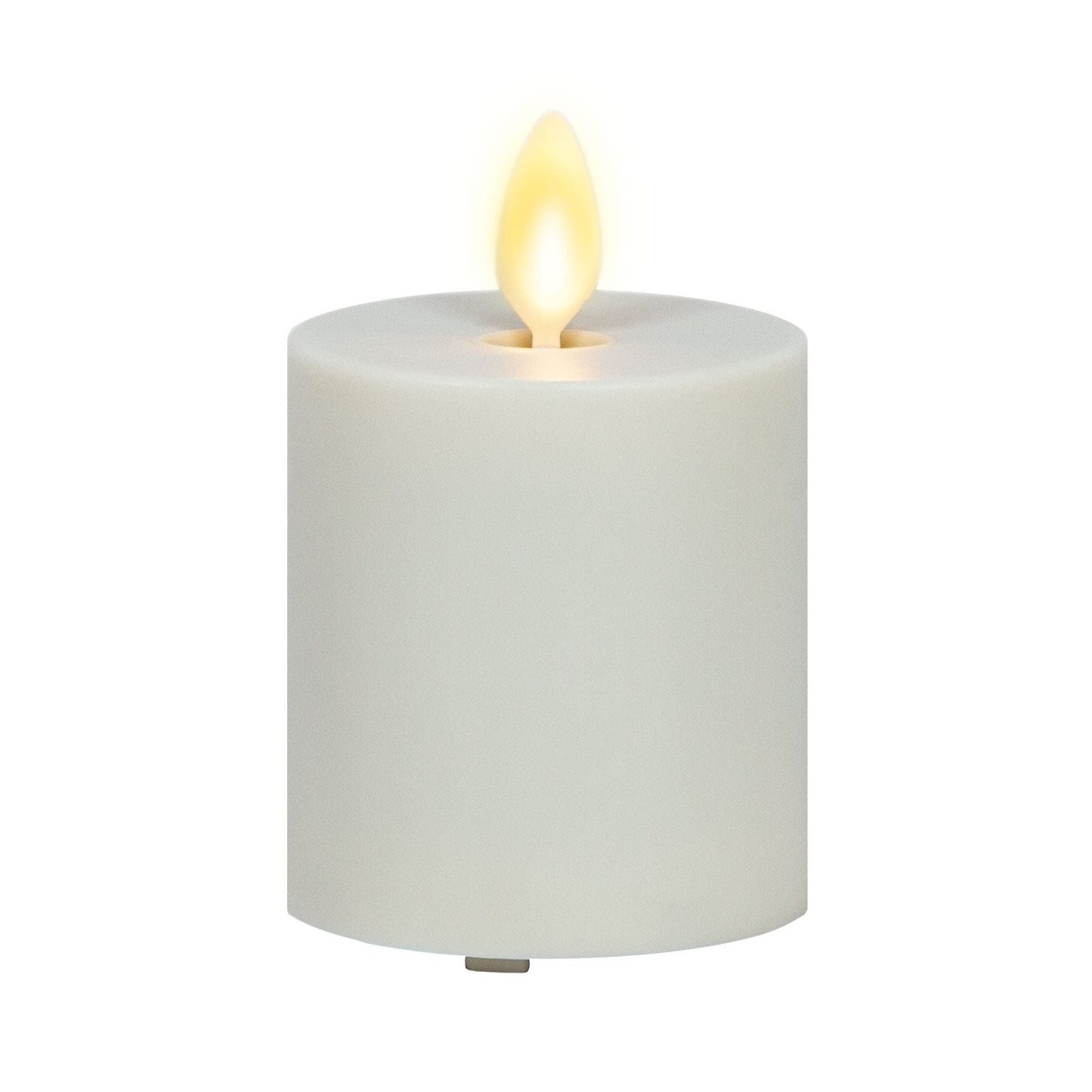 Luminara Outdoor Votive Flameless LED Candle, Pearl Ivory 2" x 3.2", Moving Flame Battery Operated Timer Remote Ready IPX4 Matte Plastic Finish